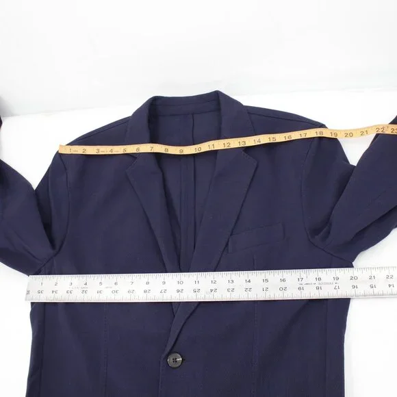 NWT Quince sport coat Mens medium Cotton Pique Knit Blazer Navy patch pockets